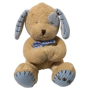 Vtg KIDS II Plush dog Lovi Tan & blue with eye patch 2003 DOES NOT WORK